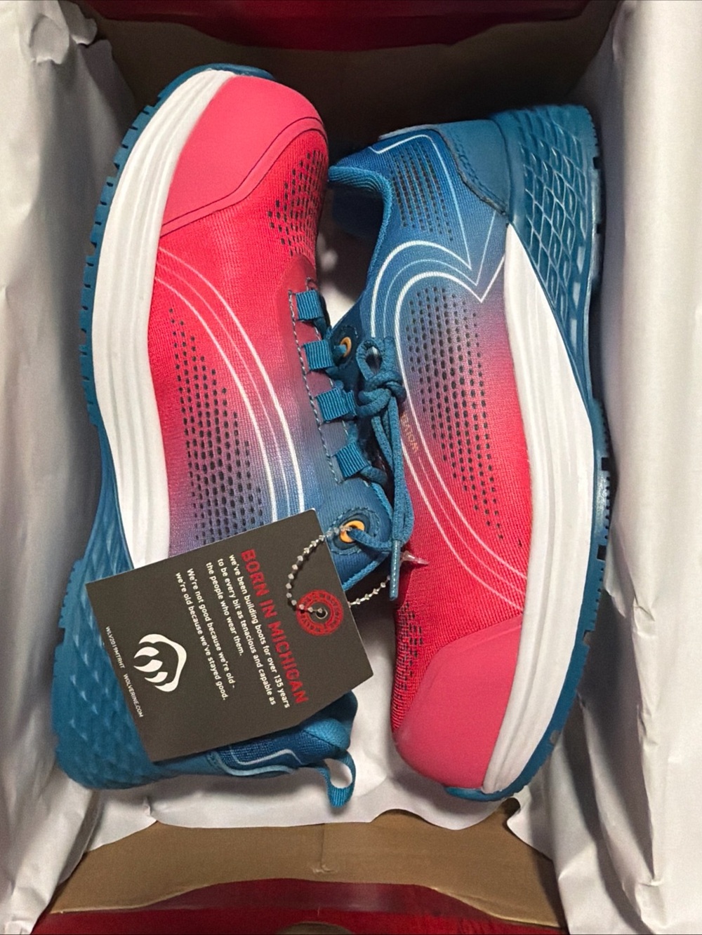 US Women’s 9 - Wolverine Dash Low Composite Toe “Watermelon/Blue” W080090